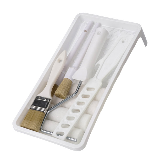 Malerull- og penselsett med 10 deler - 10 cm